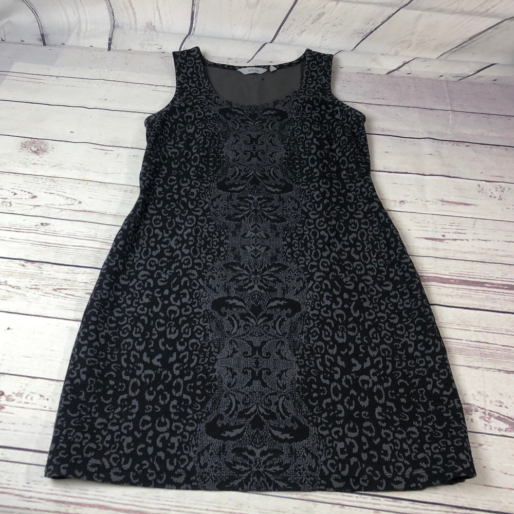 Athleta Shayla Animal Print Sleeveless Dress Black